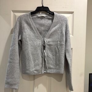 Abercrombie & Fitch Light Gray Tie Front Cardigan
